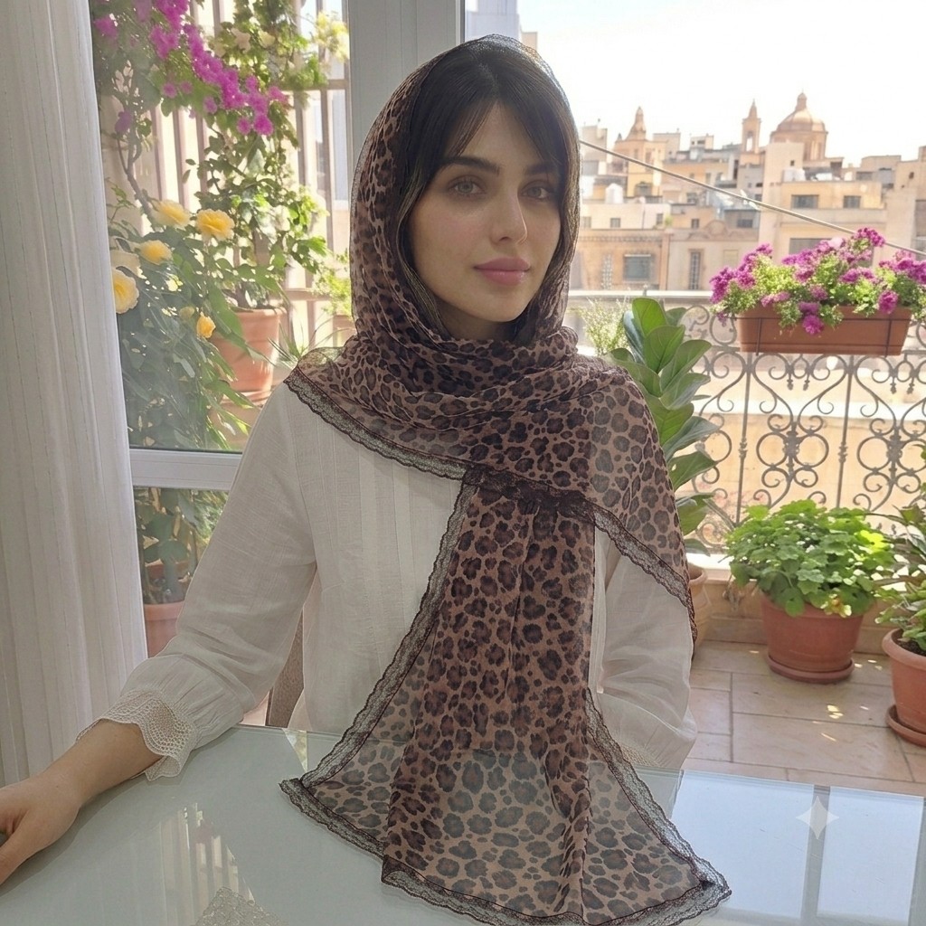 شال پلنگی دور دانتل به قیمت تولیدی فروش قسطی