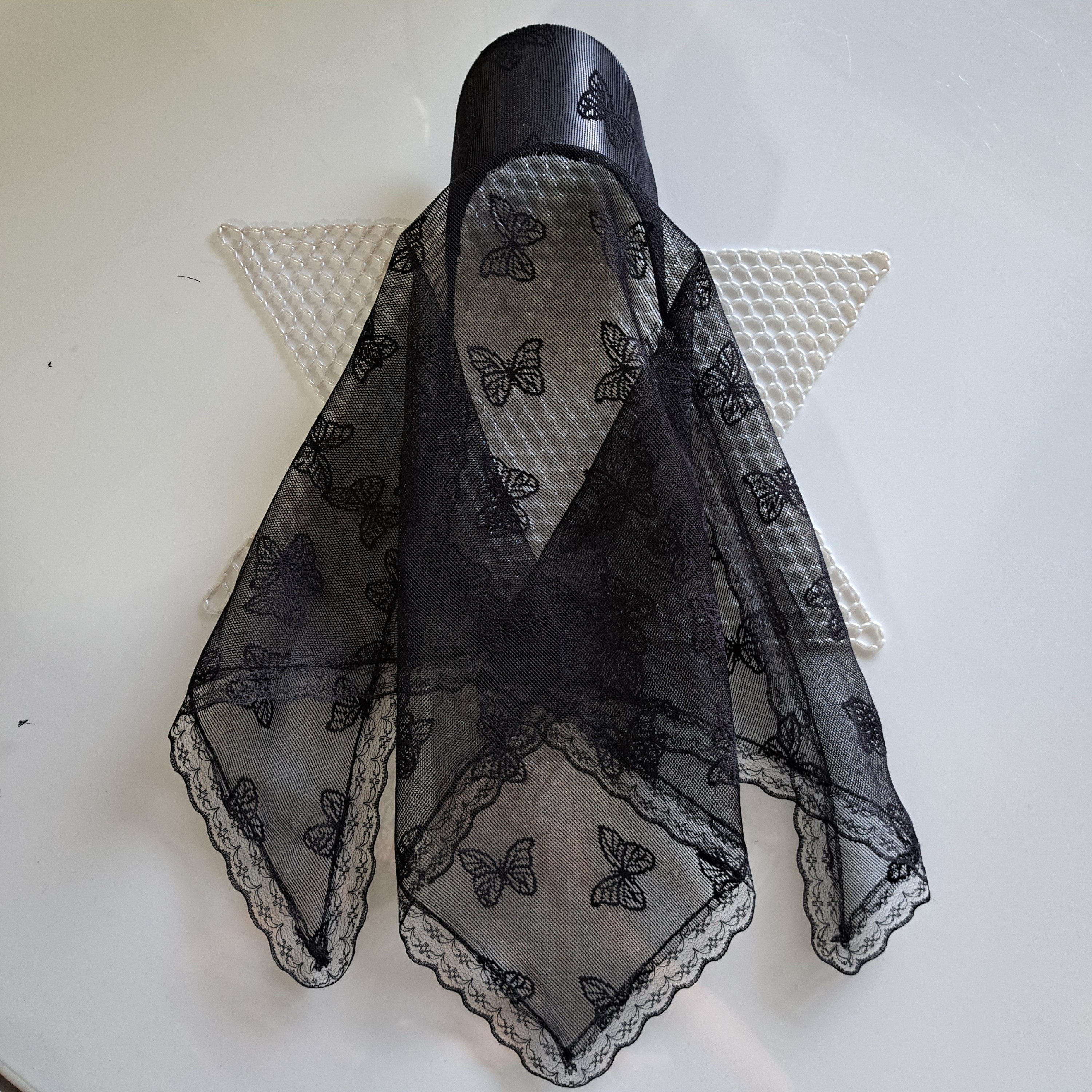 مینی اسکارف نقابدار سه گوش گیپور فروش قسطی