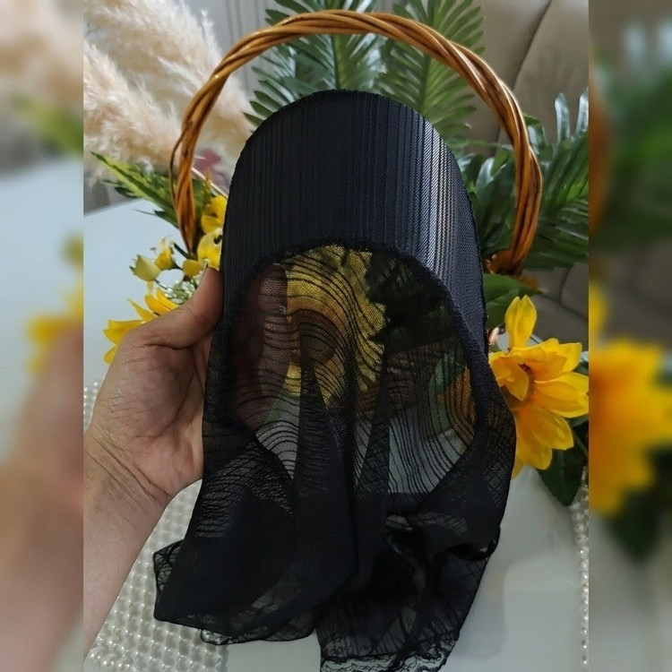 مینی اسکارف نقابدار سه گوش گیپور فروش قسطی