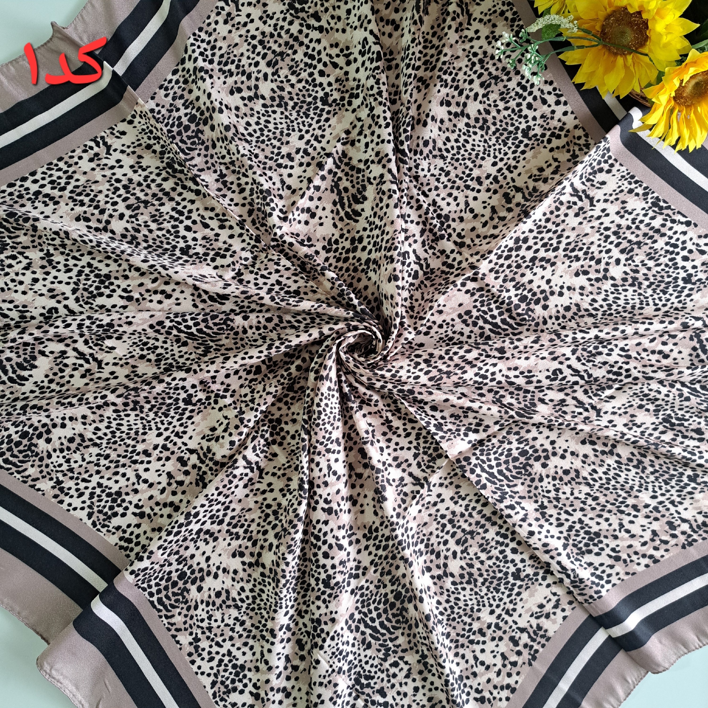 روسری زنانه پلنگی جنس کشمیر کد 217 قواره 140